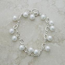 White Pearl Sterling Silver Toggle Braceletwhite 