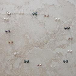 Sterling Silver and Multi-color Pearl Necklacesterling 