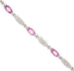 Pink Sapphire Diamond White Gold Braceletpink 