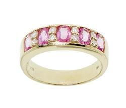 Oval Pink Sapphire and Diamond 14K Gold Ringoval 