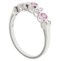 Pink Sapphire and Diamond 10K White Gold Ringpink 