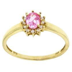 Pink Saphire Diamond 14K Gold Flower Ringpink 