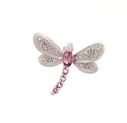 PinkTourmaline Diamond White Gold Dragonfly Pendantpinktourmaline 