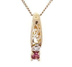 Pink Tourmaline Diamond Gold Filigree Pendant Necklacepink 