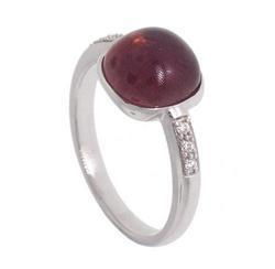 Cabochon Pink Tourmaline 14K Solid White Gold Ringcabochon 