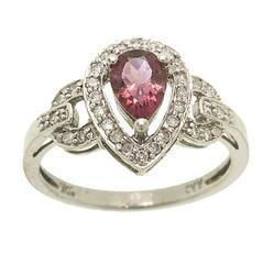 Pear Cut Pink Topaz Diamond White Gold Ringpear 