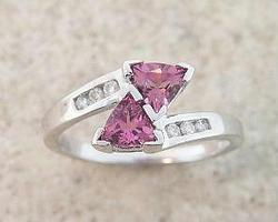 PINK TOURMALINE DIAMOND WHITE GOLD RINGpink 