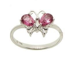 Pear Pink Tourmaline White Gold Butterfly Ringpear 