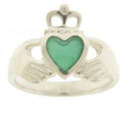 Agate Claddagh Ring-Genuine Sterling Silver (925)agate 