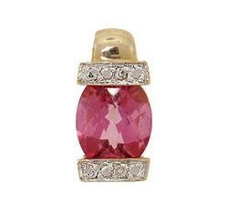 Oval Cut Pink Topaz Diamond 14K Gold Pendantoval 