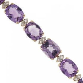 Solid Yellow Gold Bracelet 24cttw Amethyst & Diamondsolid 