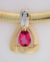 2.5 CT Pink Topaz and Diamond 14K Two-tone Gold Pendantpink 