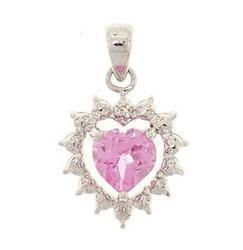 Pink Topaz Heart Diamond White Gold Pendantpink 