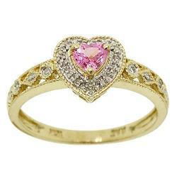 Heart Cut Pink Topaz Gold Milgrain Ringheart 