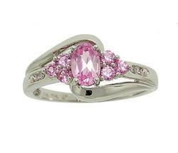 Pink Topaz Diamond White Gold Bypass Ringpink 