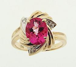 Pink Topaz Diamond Gold Ringpink 