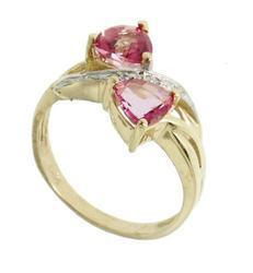 Pink Topaz and Diamond Two-tone Gold Ringpink 