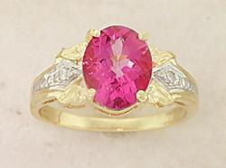 Pink Topaz and Diamond Gold Ringpink 