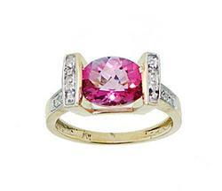 Pink Topaz and Diamond Genuine Gold Ringpink 