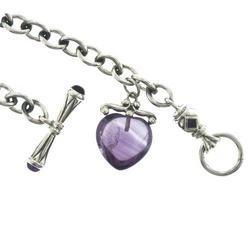 Amethyst Heart Sterling Silver Toggle Bracletamethyst 