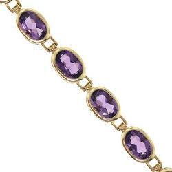 Oval Amethyst Tennis Bracelet made of 14K Yellow Gold-Locking Claspoval 