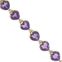 Heart Cut Amethyst 14K Gold Tennis Bracelet-Outstandingheart 