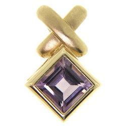 Princess Cut Amethyst Pendant in 14K Yellow Gold w/ Satin Finishprincess 