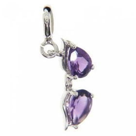 New Violet Pear Shape Amethyst White Gold  14K Pendantviolet 