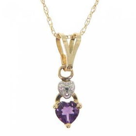 Yellow Gold Heart Pendant Amethyst Gem Free Necklaceyellow 