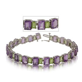 EMERALD AMETHYST DIAMOND WHITE GOLD 10K TENNIS BRACELETemerald 