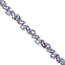 Amethyst & Tanzanite White Gold Tennis Bracelet-Ten Karatamethyst 