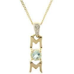 Aquamarine and Diamond 10K MOM Pendant-Yellow Goldaquamarine 