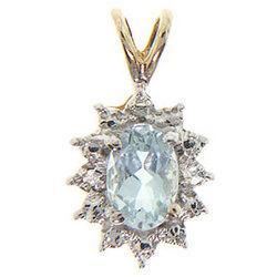 Captivating Aquamarine and Diamond Gold Pendantcaptivating 