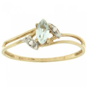 New Blue Marquise Shape Aquamarine Diamond Yellow Gold 10K Ringblue 