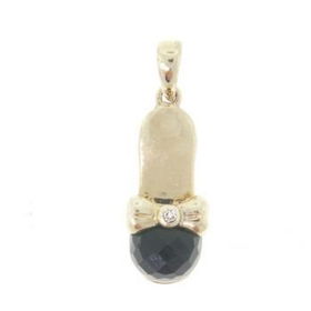 New Black Special Cut Shape Onyx Diamond Yellow Gold 10K Pendantblack 