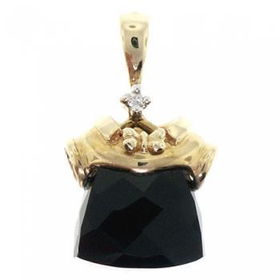 New Black Special Cut Shape Onyx Diamond Yellow Gold 10K Pendantblack 