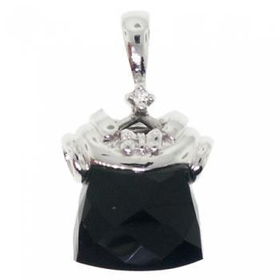 New Black Special Cut Shape Onyx Diamond White Gold 10K Pendantblack 