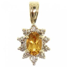 Yellow White Gold Cocktail Pendant Citrine & Diamondyellow 