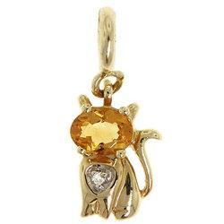 Gold Cat Citrine and Diamond Pendant or Charm-10Kgold 