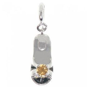 New Ladies 14KT White Gold Slipper Pendant Citrineladies 