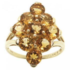 14KT Gold Cluster Scatter Ring 4.5 Carat Orange Citrinegold 