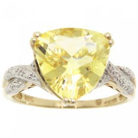 New Yellow Gold Ring Trillion Cut Citrine Gemstoneyellow 