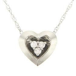 Excellent Diamond White Gold Heart Pendant Necklace-Spring Claspexcellent 