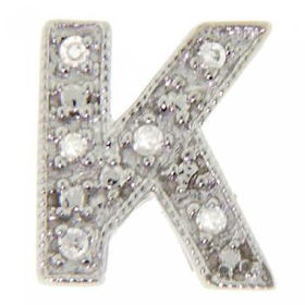 14KT White Gold Pendant Initial K - 1/2 Inch Tallwhite 