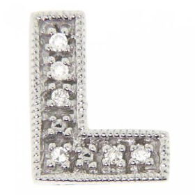 Ladies 14KT White Gold L Letter Pendant w/ Diamonds Newladies 