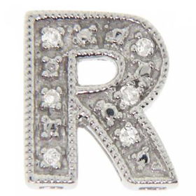 14KT White Gold Pendant Initial R - 1/2 Inch Tallwhite 