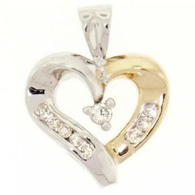 Yellow & White 14K Gold Heart Pendant Natural Diamondsyellow 