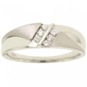 Mens White Gold Wedding Band Ring w Six Diamonds Sz=10.5mens 