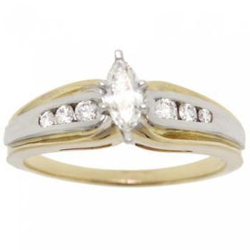 14KT 2 Tone Gold Engagement Ring Marquise Cut Diamondstone 