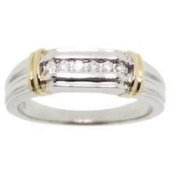 Mens Diamond 10K Two-tone Gold Wedding Ring-Yellow & Whitemens 